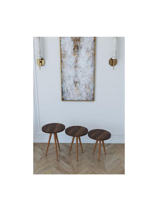 Bisi Round Solid Wood Side Table Walnut L33.5xW33.5xH52cm