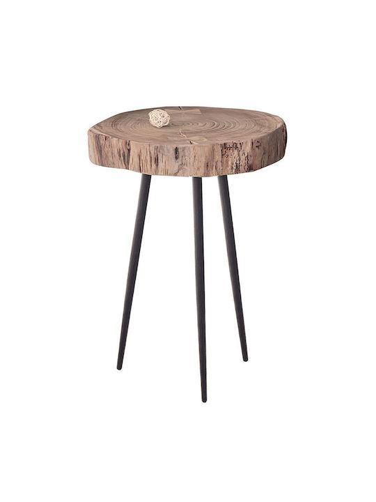 Round Side Coffee Table Patel Made of Solid Wood Beige W35xL34xH54cm EA7104,1