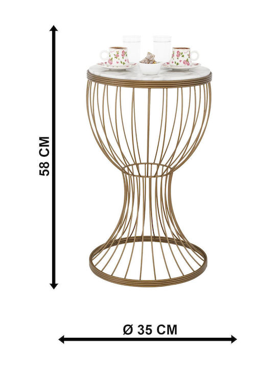 Round Side Table TBBT-10 Wooden Gold M35xL35xH60cm