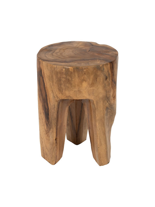 Round Side Table Natural from Solid Wood Beige L30xW30xH40cm.