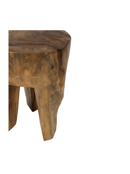 Round Side Table Natural from Solid Wood Beige L30xW30xH40cm.