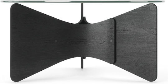 Στρογγυλό Κεντρικό Τραπεζάκι Madera Γυάλινο Μαύρο Μ84xΠ84xΥ38εκ.