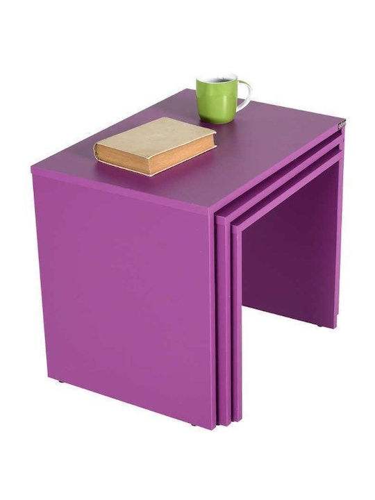 Adore Rechteckiges Zigon-Set 940360909000 Holz Lila 3 Stück M55xB40xH47cm