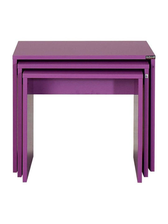 Adore Rechteckiges Zigon-Set 940360909000 Holz Lila 3 Stück M55xB40xH47cm