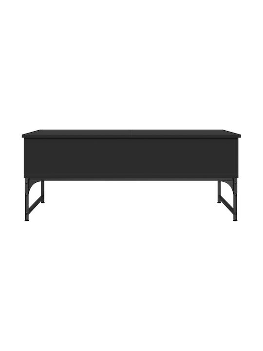 Central Rectangular Wooden Coffee Table with Lifting Mechanism Black M100xP50xH40cm