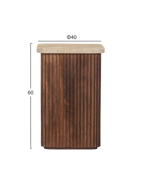 Square Side Coffee Table Gladys Made of Solid Brown Wood W40xL40xH60cm