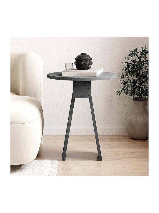 Round Side Coffee Table Chen Wooden Gray Retro W42xL42xH50cm