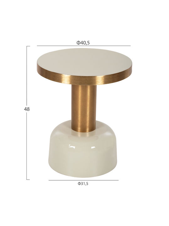 Round Metal Side Table Ecru 40.5x40.5x48cm