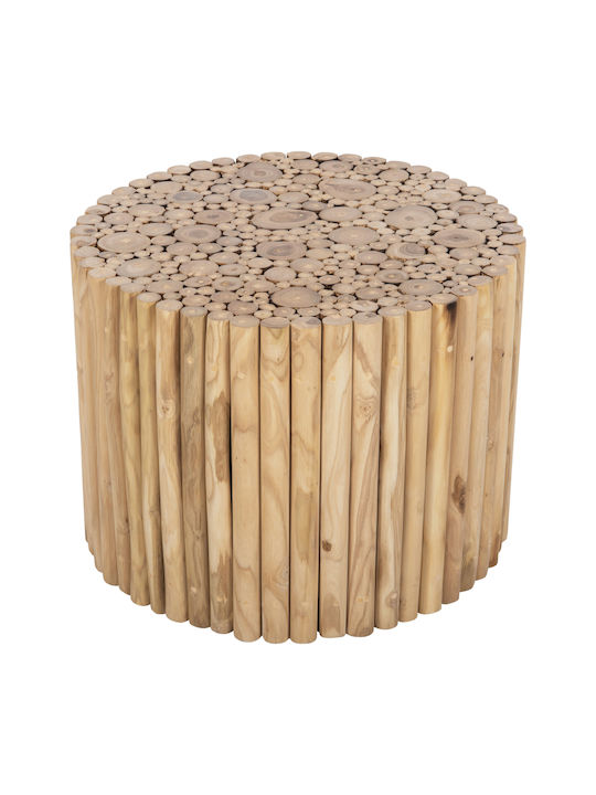 Round Side Coffee Table Cooter Made of Solid Wood Branches Teak-Natural W60xL60xH46cm
