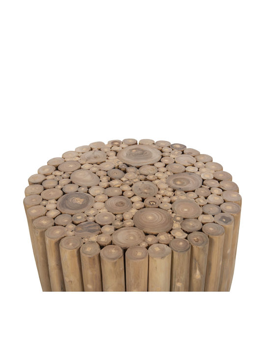 Round Side Coffee Table Cooter Made of Solid Wood Branches Teak-Natural W60xL60xH46cm