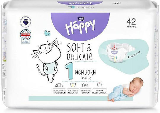 Bella Happy Πάνες με Αυτοκόλλητο Soft & Delicate New No. 1 για 2-5kg 42τμχ