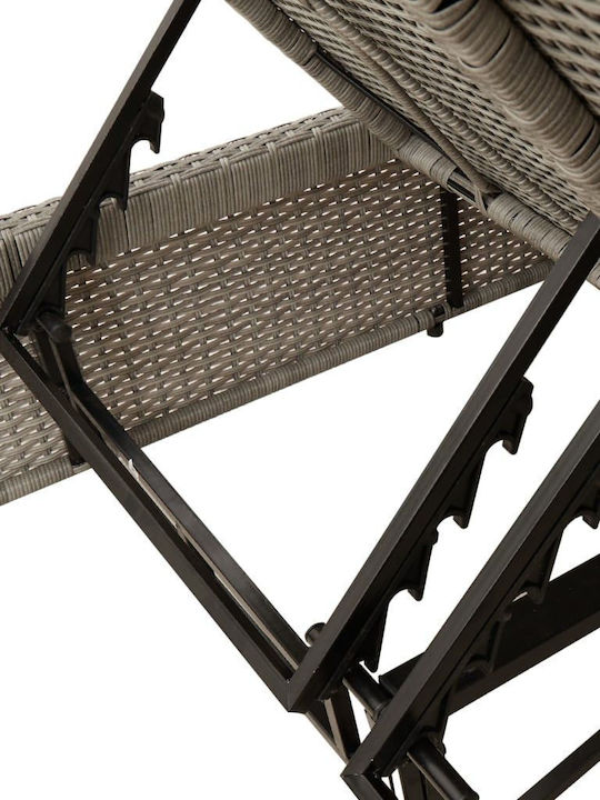 Ξαπλώστρα Διπλή Rattan με Μαξιλάρι Γκρι 110x200εκ.