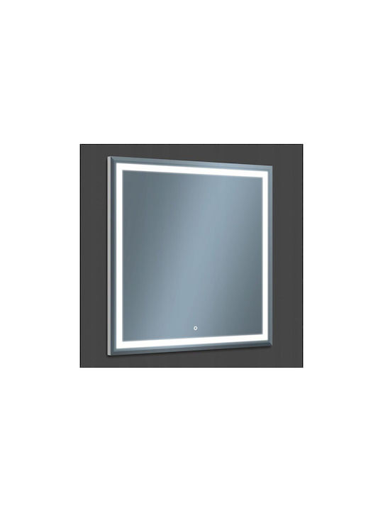 Quadratischer Badezimmerspiegel LED 80x80cm