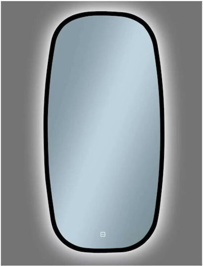 Oval Badezimmerspiegel LED Berührung 45x90cm Schwarz
