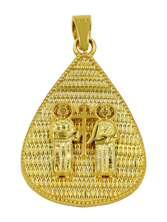 Roloi Kaliamanis Pendant Kids Talisman Double Sided Constantine from Gold 14K PM1258