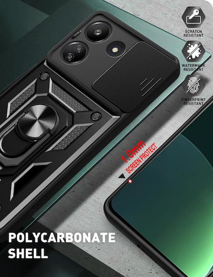 Techsuit CamShield Umschlag Rückseite Silikon / Kunststoff Schwarz (Redmi 13C / Poco C65 4G)