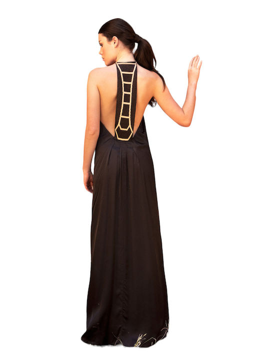 Aggel Maxi Evening Dress Satin Black