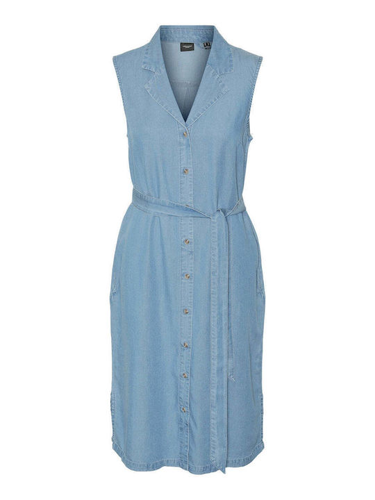 Vero Moda Σεμιζιέ Φόρεμα Τζιν Medium Blue Denim