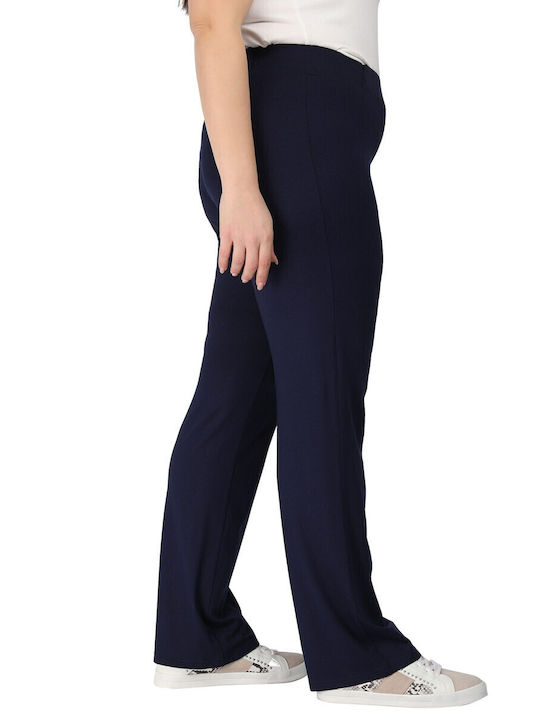 Women's Fabric Trousers with Elastic Blue