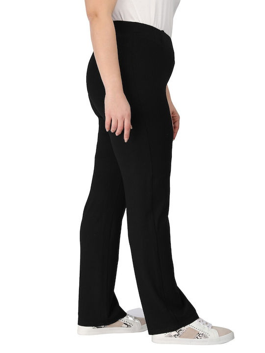 Dina Damen Stoff Hose mit Gummizug Black