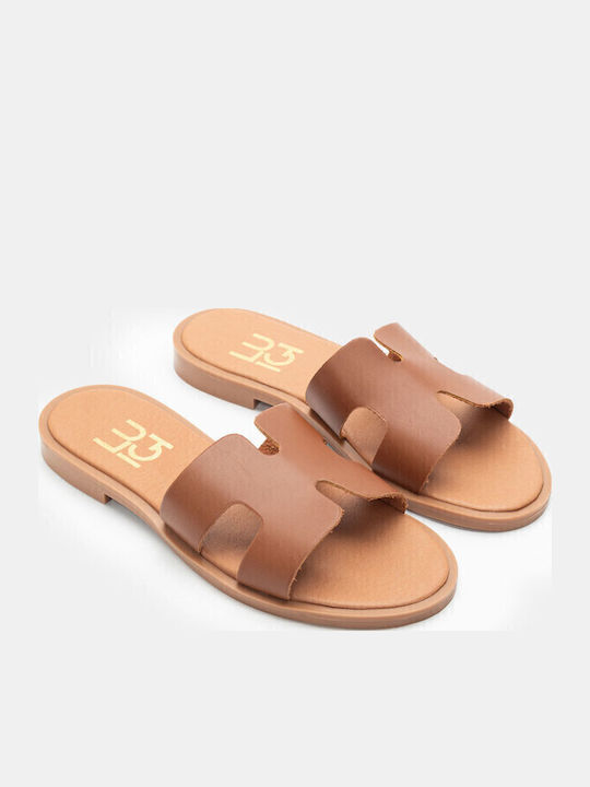 Women's Flat Sandals in Tabac Brown Color