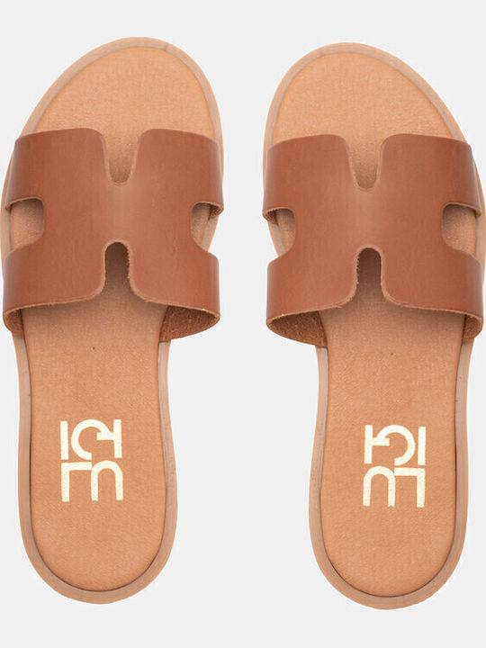 Women's Flat Sandals in Tabac Brown Color