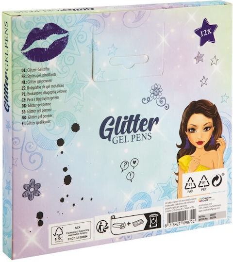 Creative Craft Besties 12 Glitter Gel Pens In Cdu