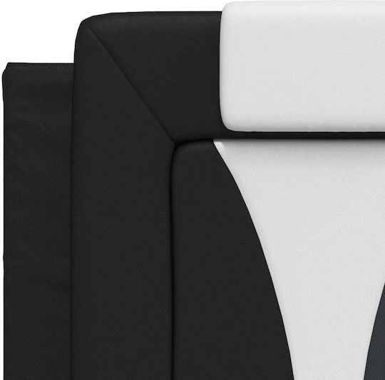 vidaXL Kopfstütze für Betten mit Leder Schwarz/Weiß 140cm