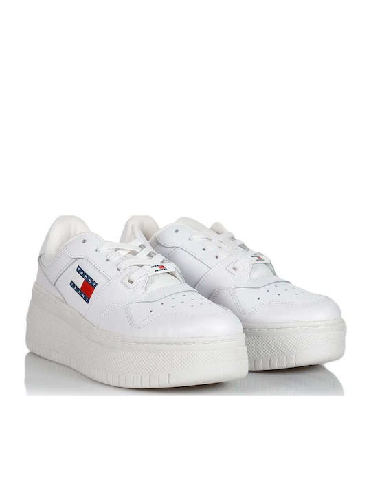 Retro Basket Flatforms Sneakers White