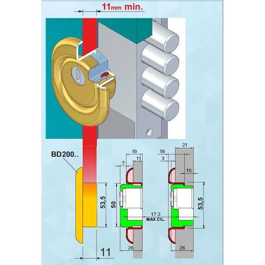 Disec Monolito Bd200 Defender Lock Armoured Door Gold