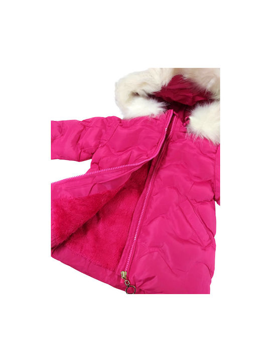 Baby Train Jacket with Faux Fur Lining Pink