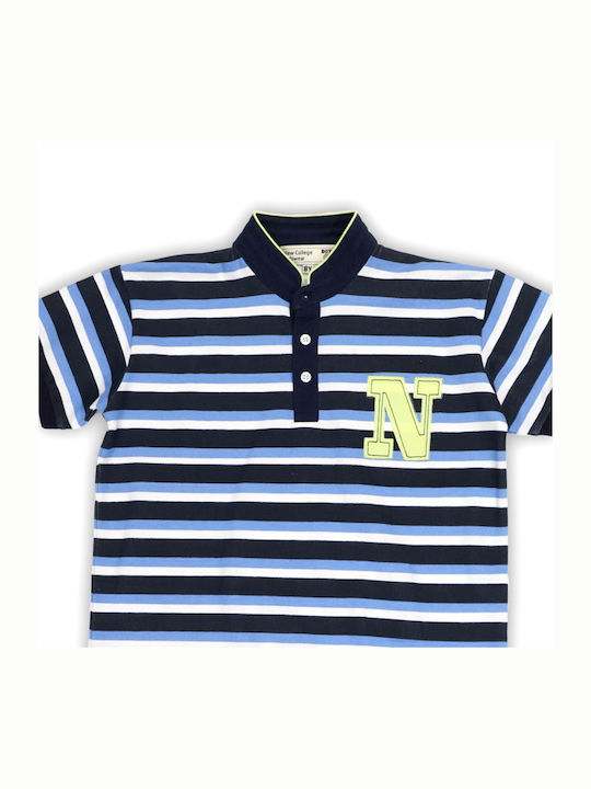 New College Striped Polo Shirt/NC Blue