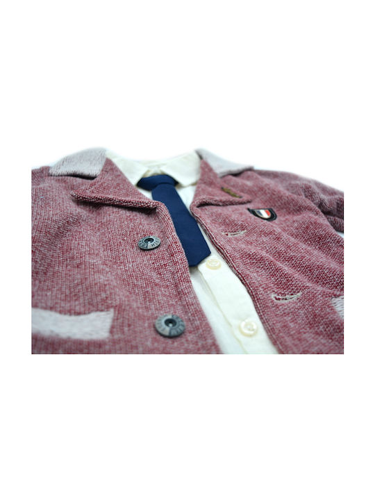 Baby Train Set 3pcs. Jacket, shirt & tie Bordeaux