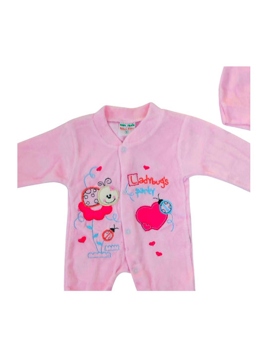 Baby Zug Samt Body & Hut/Osterhase Pink