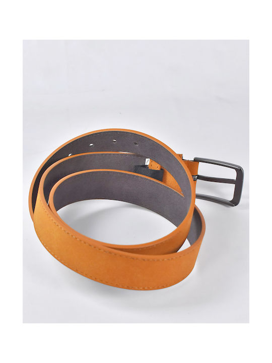 Men's Tan Leather Belt with Stitching