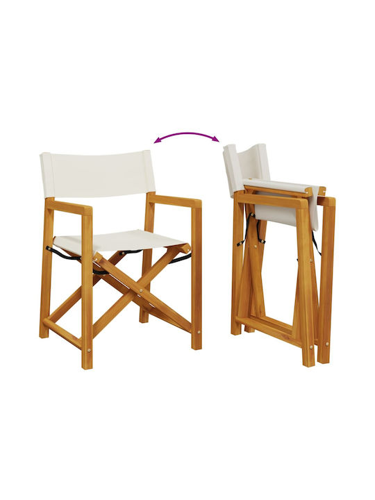 Regiestuhl Hölzernes Cream mit Kissen 2Stück 54x53.5x85.5εκ.