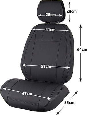 Car Seat Cushion Set 2pcs Leatherette Black