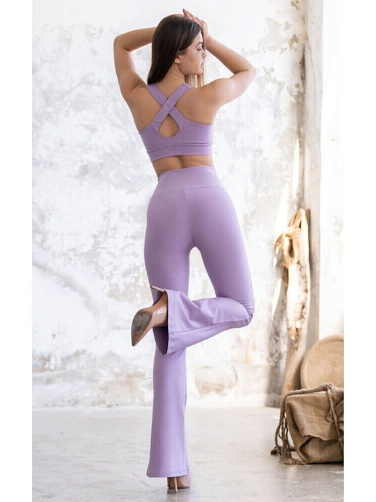 High Waist Sweatpants Flared Purple