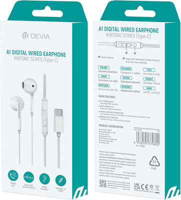 Devia A1 Earbuds Handsfree με Βύσμα USB-C Λευκό