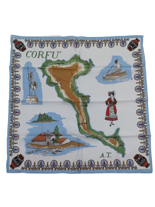 Corfu Tourist Blue Shawl 70x70