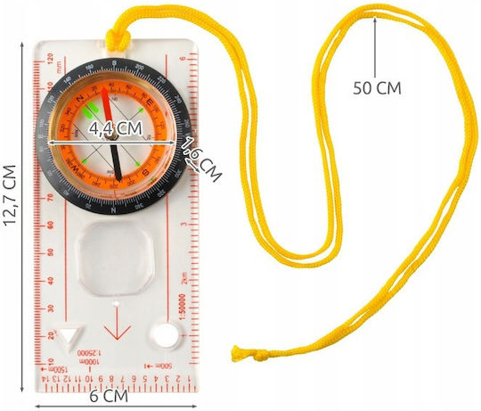 Map Compass Zola Ruler Magnifying Glass Hooks Ideal Hiking 12.7x6x1.6 Cm