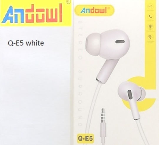 Andowl Q-E5 In-ear Handsfree Ακουστικά με Βύσμα 3.5mm Λευκό