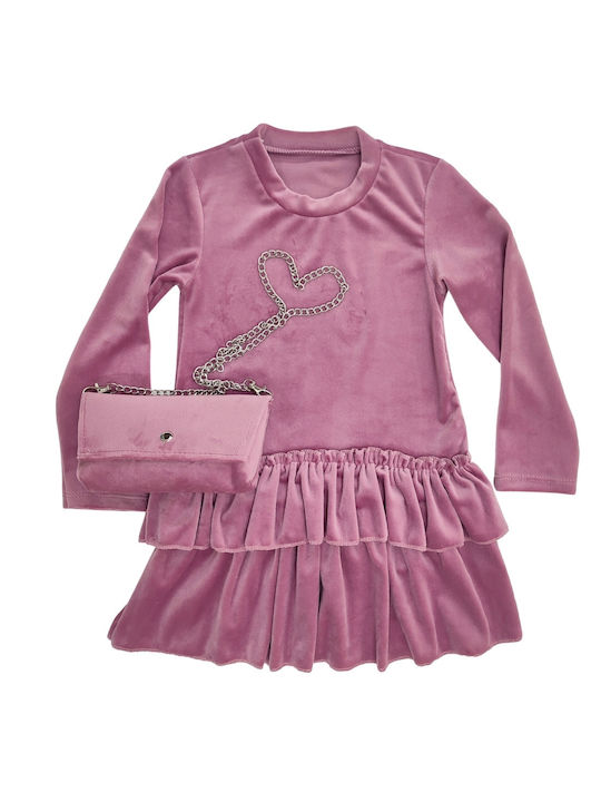 Baby Train Mädchen Kleid Samt Pink