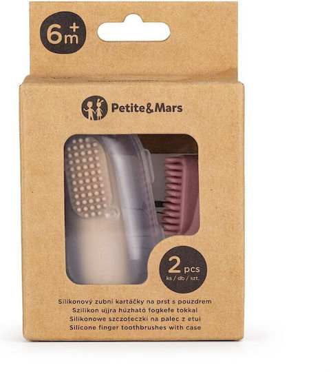 Petite & Mars Set Periuțe De Dinți Pentru Bebeluşi Degetului 2 Bucăți Roz/Albastru
