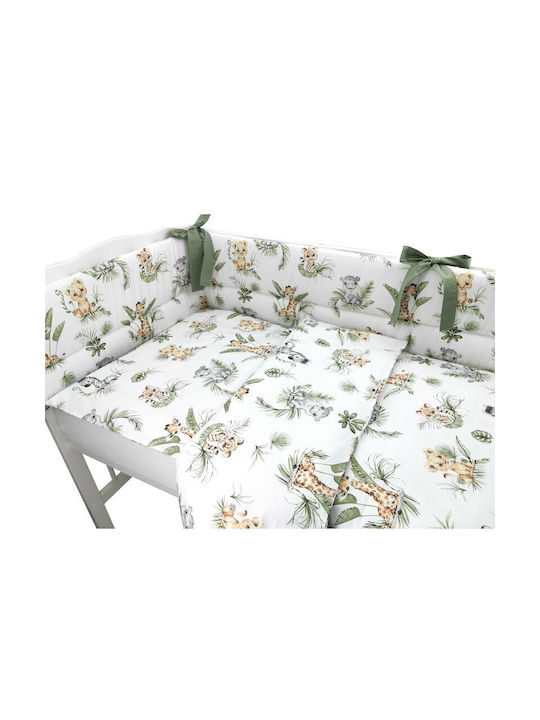 Qmini Set Cearșafuri Bebeluși Pentru Patut Bumbac Potrivit 70x140buc Safari