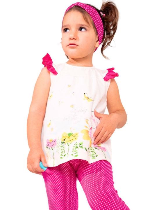 Set pentru copii cu colanți Vară 3buc Fuchsia Bluză
