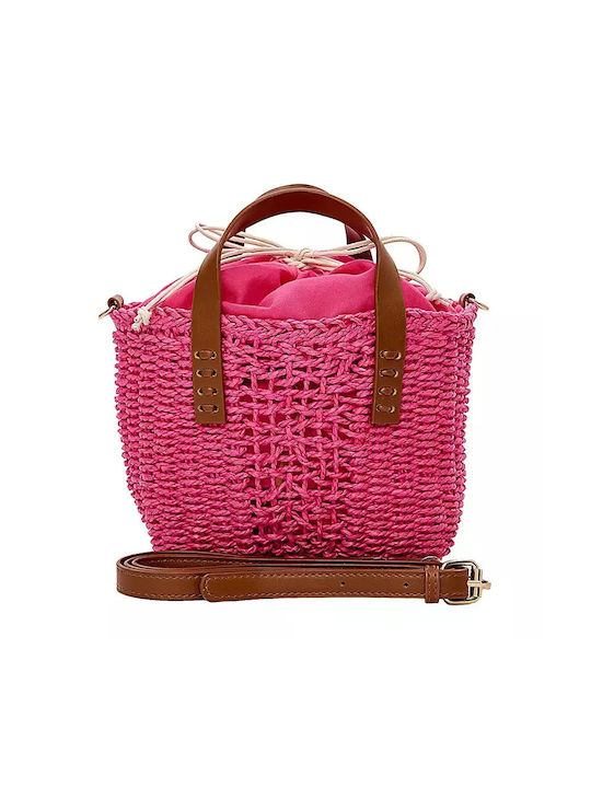 Bag to Bag Ψάθινη Γυναικεία Τσάντα Χειρός Ροζ