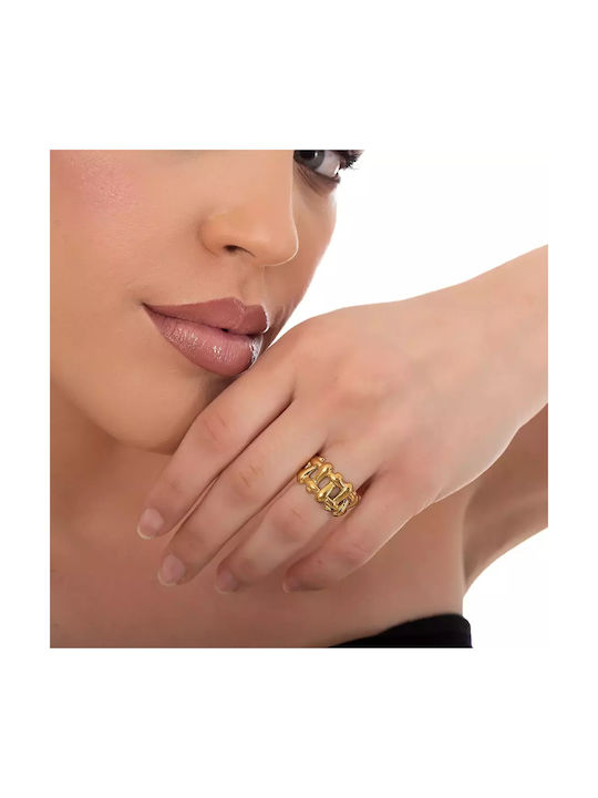 Oxzen Women's Gold Plated Steel Ring