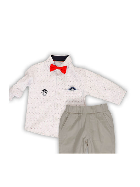 New College Set pentru copii cu Pantaloni Vara 3buc White