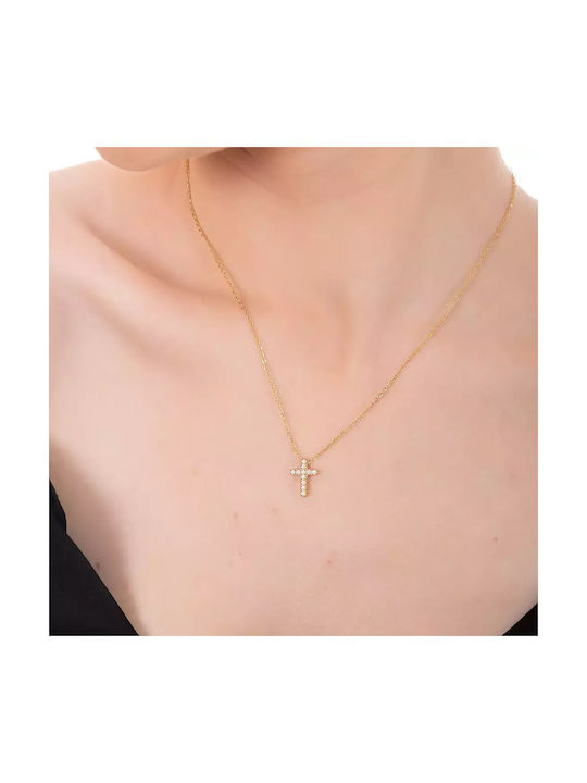 Oxzen Cross from Gold Plated Steel with Chain